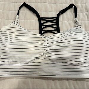 CALIA by Carrie Underwood Black and White Striped Bikini Top